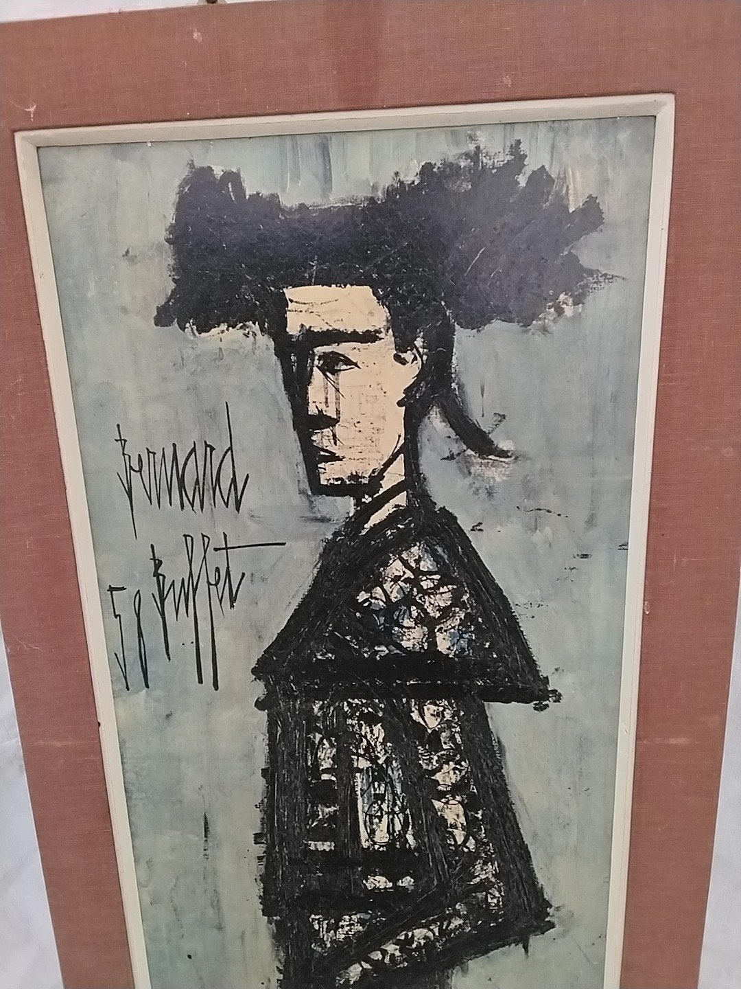 Vintage print van Bernard Buffet - Stiervechter, Antiek en Kunst, Figuren, Papier/karton, Ophalen of Verzenden, Ingelijst