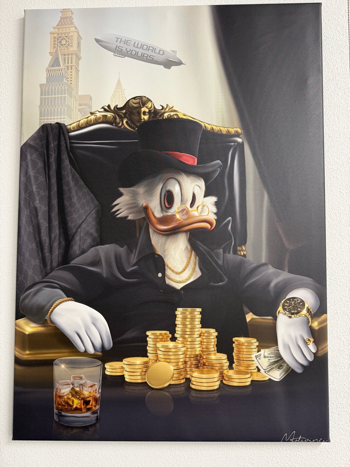 Dagobert Duck schilderij, Ophalen, Acrylverf, Handgeschilderd, Stripfiguren/cartoons