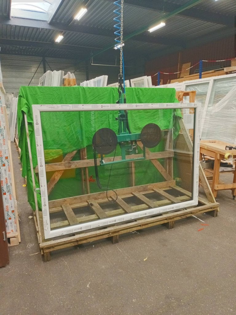 Kunststof Vast kozijn  b205 x h137,5 cm Grijs  -2193-, Niet ingevuld, Kunststof, Raamkozijn, Niet ingevuld
