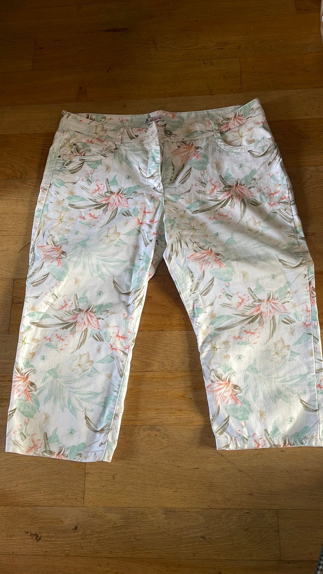 3/4 vrolijke jeans broek mt:46, Ophalen of Verzenden, Zo goed als nieuw, Maat 46/48 (XL) of groter, Lang