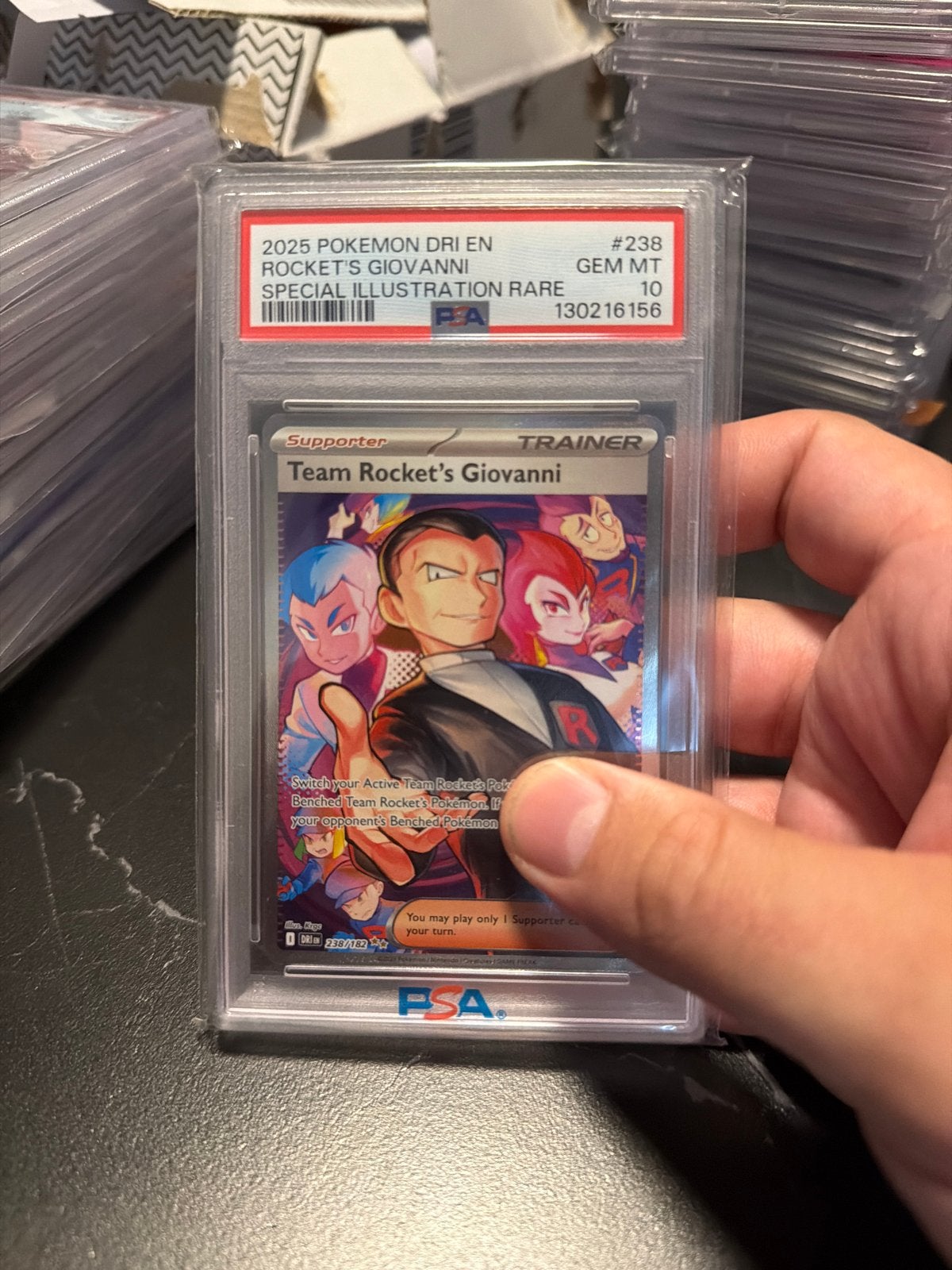 PSA 10 Team Rocket's Giovanni Special Illustration Rare, Ophalen of Verzenden, Nieuw, Losse kaart