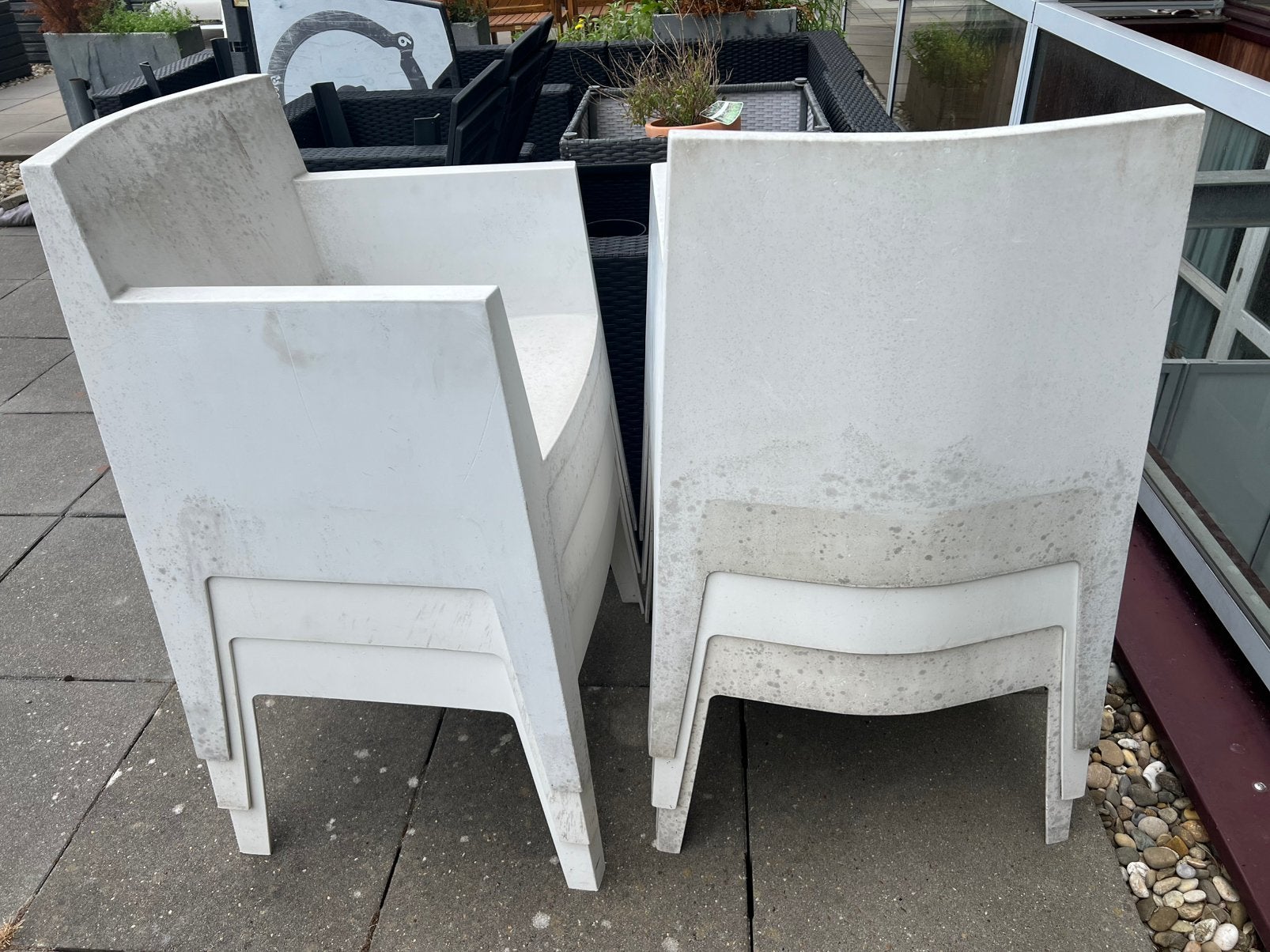 Stijlvolle witte (tuin)stoelen Philippe Starck Toy (8), Ophalen, Gebruikt, Kunststof, Stapelbaar