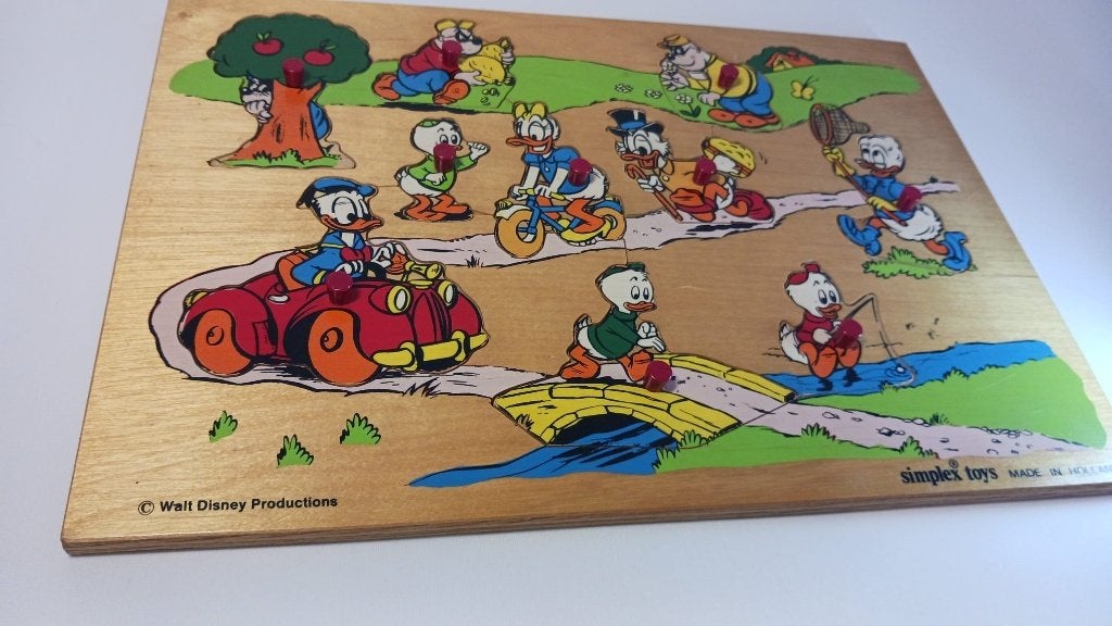 Walt Disney "DuckTales" houten inlegpuzzel - Simplex Toys, Verzamelen, Ophalen of Verzenden, Donald Duck, Zo goed als nieuw, Overige typen