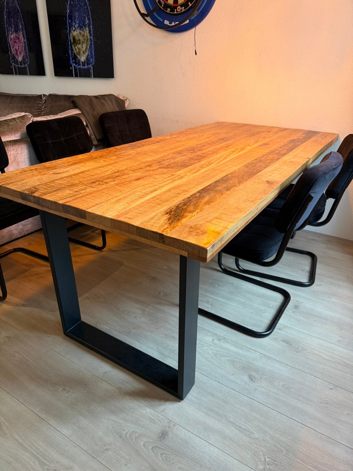 Mango houten eettafel, Ophalen, 200 cm of meer, 50 tot 100 cm, Zo goed als nieuw