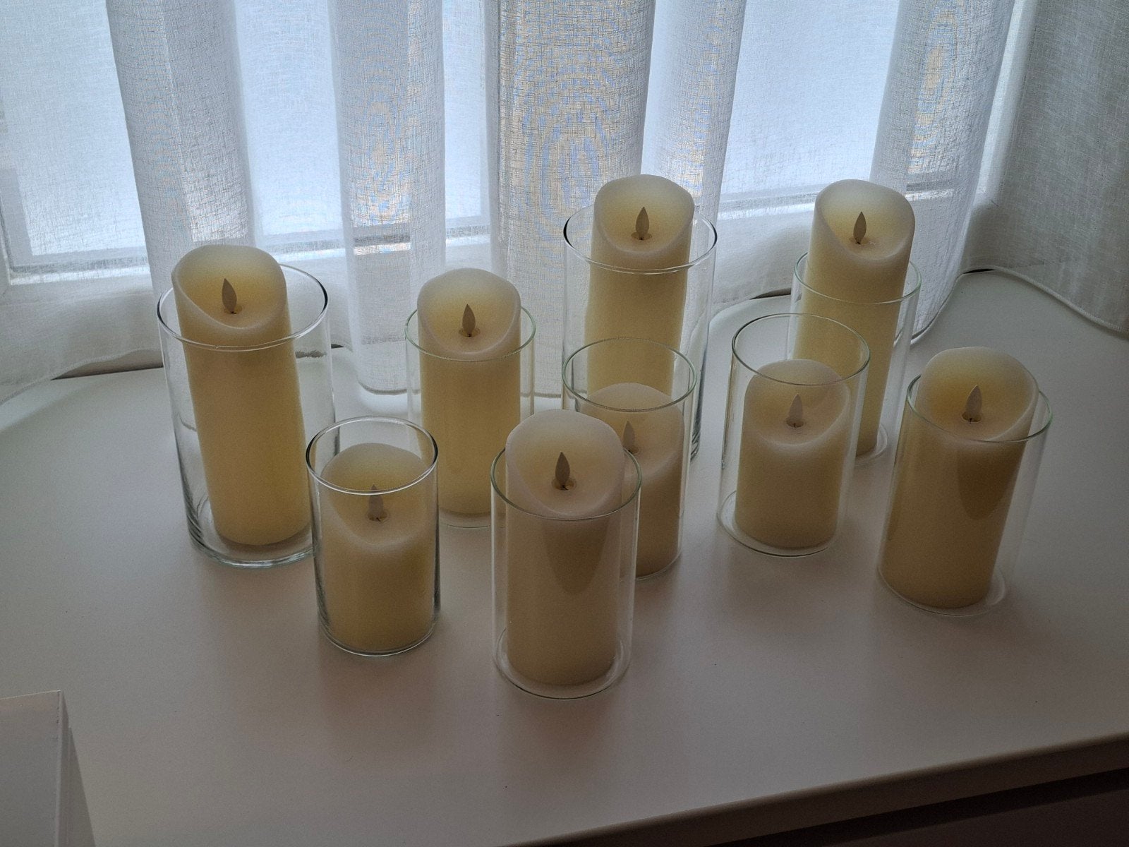LED kaarsen van echte wax met vazen en afstandsbediening, Overige materialen, Ophalen of Verzenden, Zo goed als nieuw, Crème