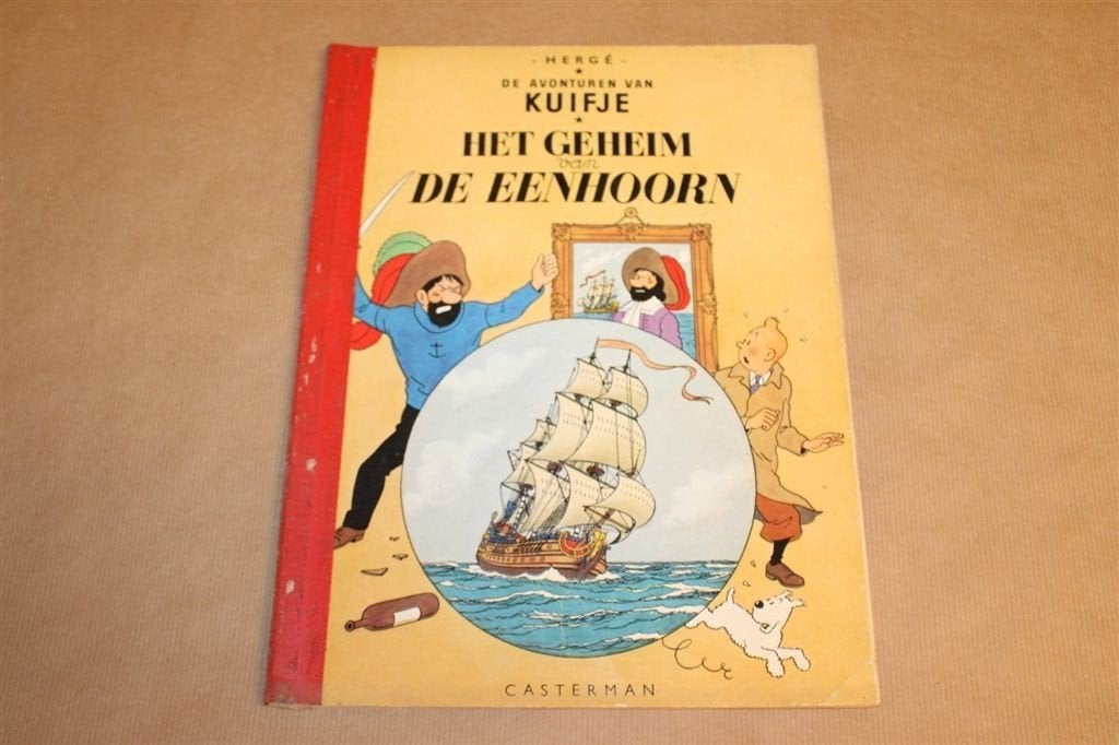 Kuifje - Geheim van de Eenhoorn - Oude druk met linnen rug, Eén stripboek, Ophalen of Verzenden, Gelezen