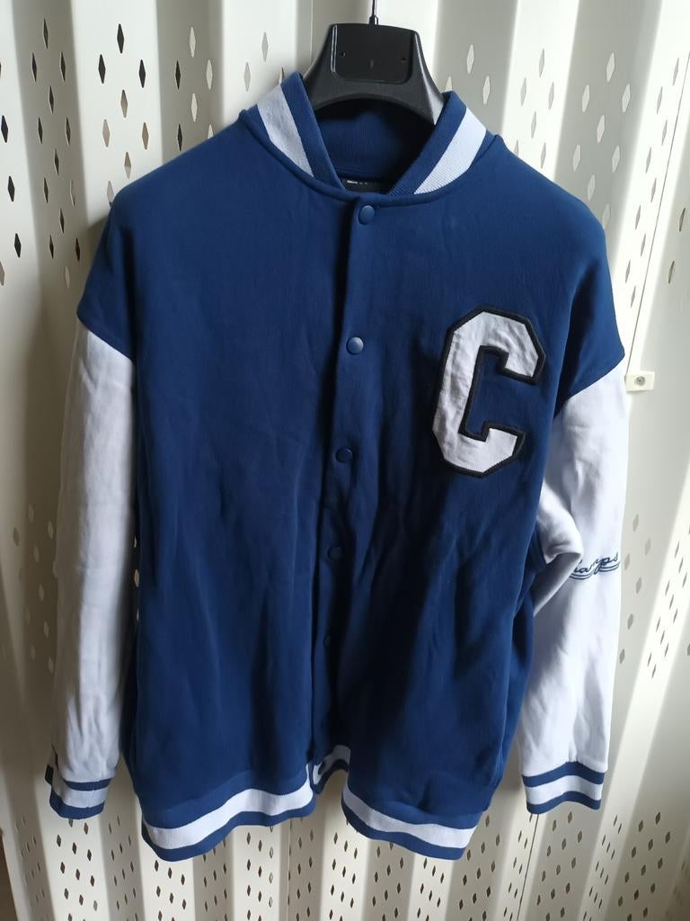 Asos Design Heren sweatshirt-Jacket Blauw Witte Mouwen XL, Ophalen of Verzenden, Asos Design, Gedragen, Maat 48/50 (M)