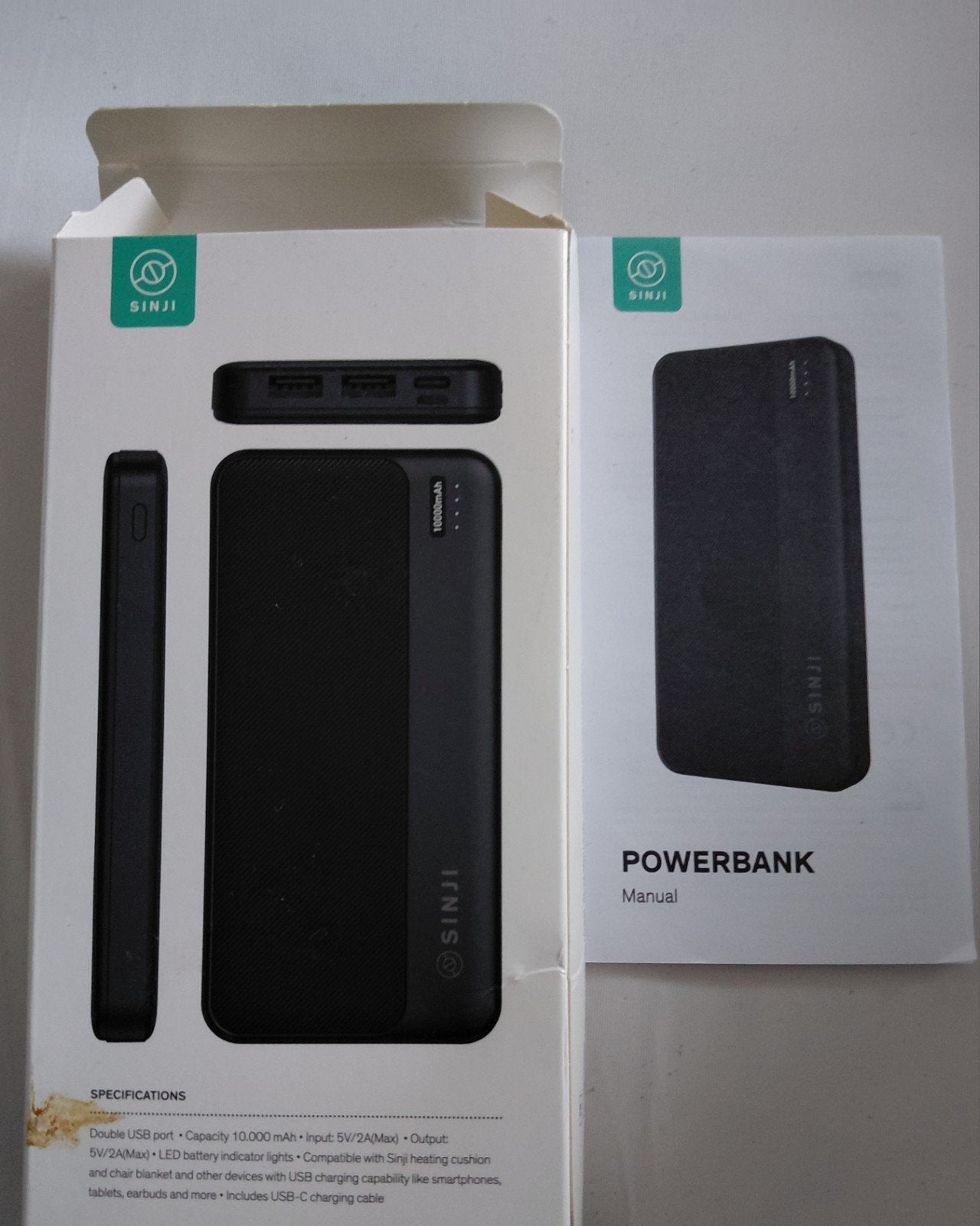 Sinji Powerbank 10.000 mAh - Zwart, Ophalen of Verzenden, Nieuw, Sinji