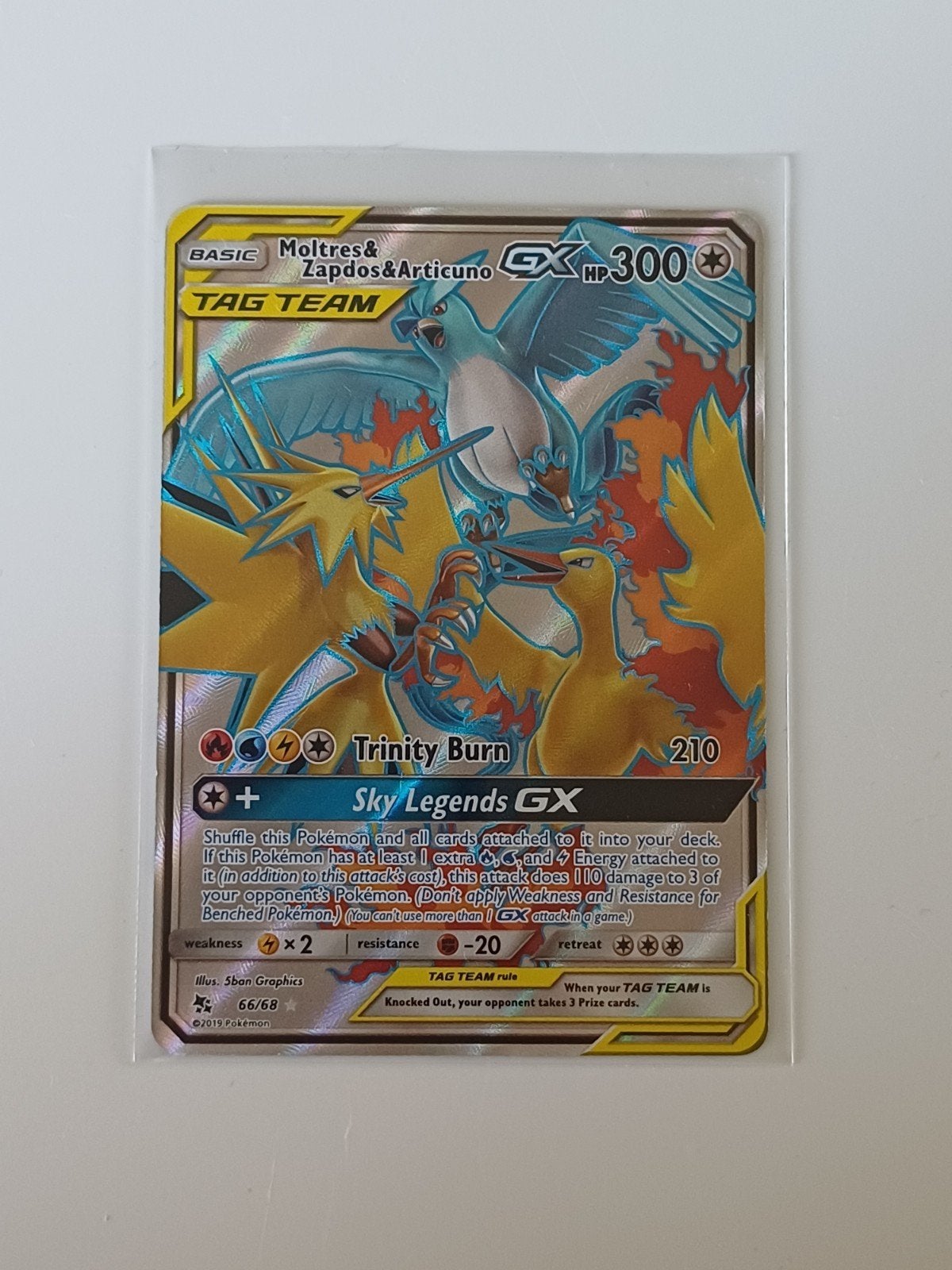 Moltres & Zapdos & Articuno GX #66 (Hidden Fates) - EX, Verzenden, Zo goed als nieuw, Losse kaart, Foil