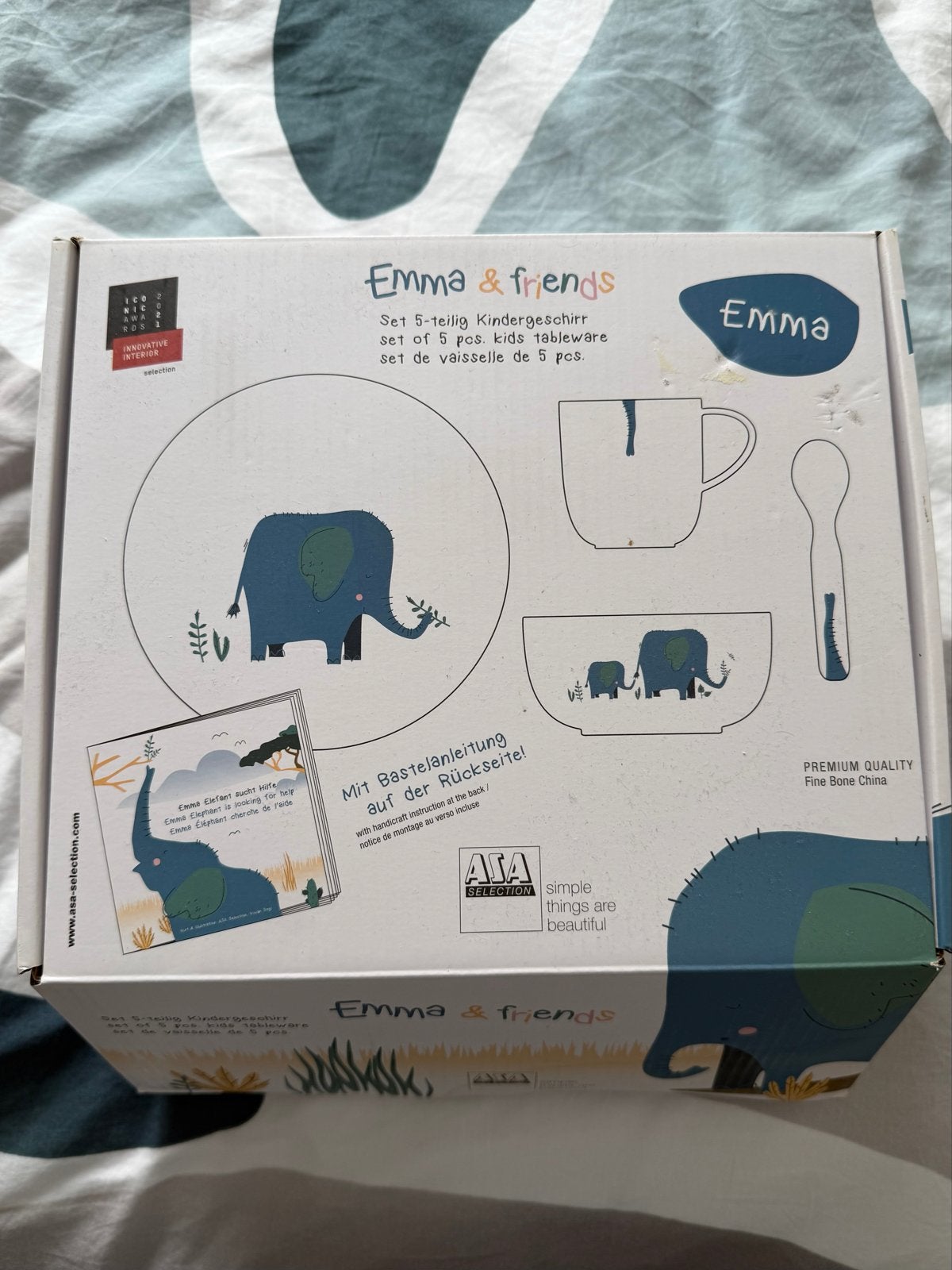 Emma & Friends 4-delig kinder servies olifant design, Ophalen of Verzenden, Nieuw