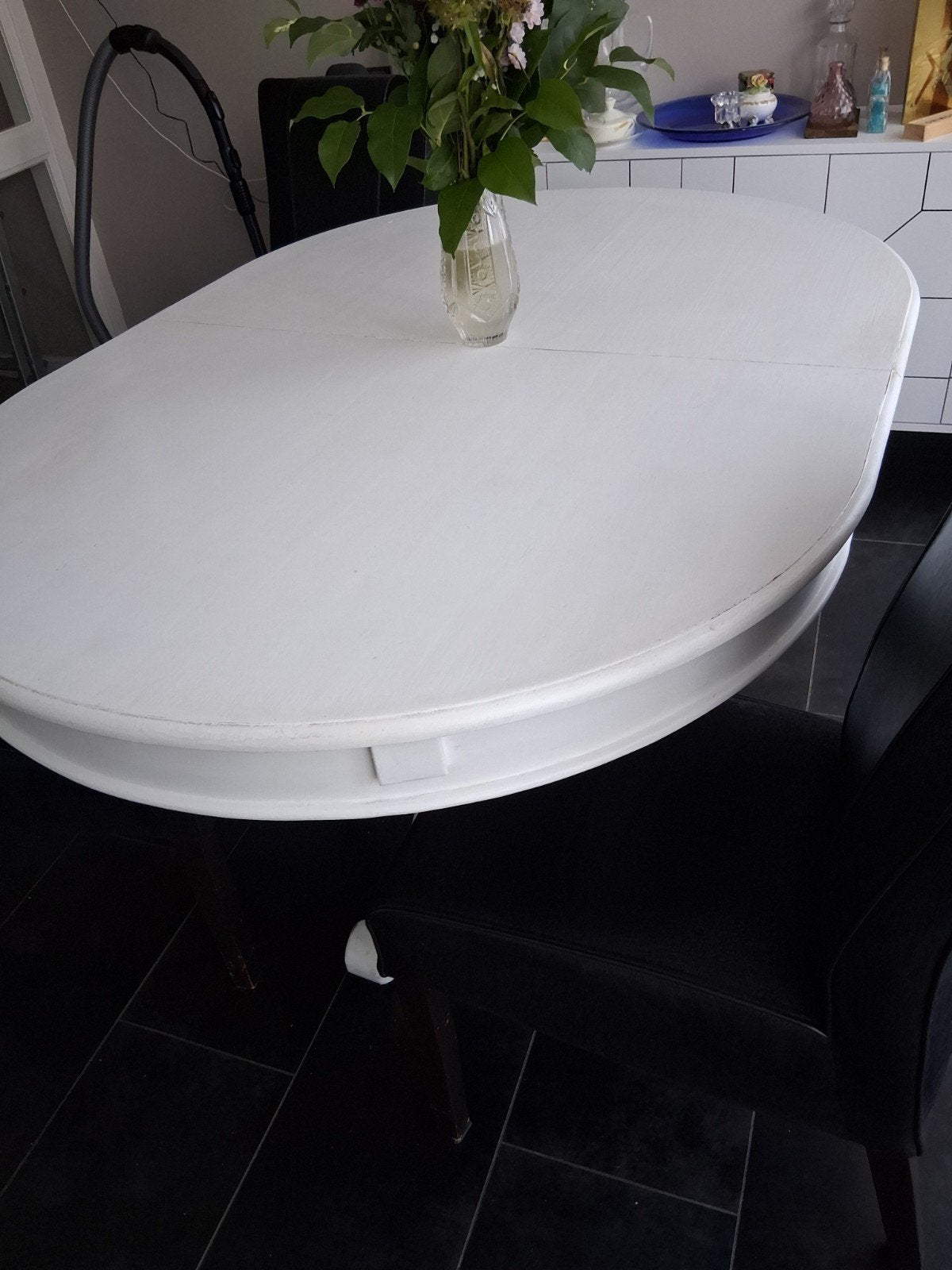 Ovale uitschuifbare eettafel, wit, maat 150 plus 20 cm, Huis en Inrichting, Tafels | Eettafels, Gebruikt, 100 tot 150 cm, Ophalen of Verzenden