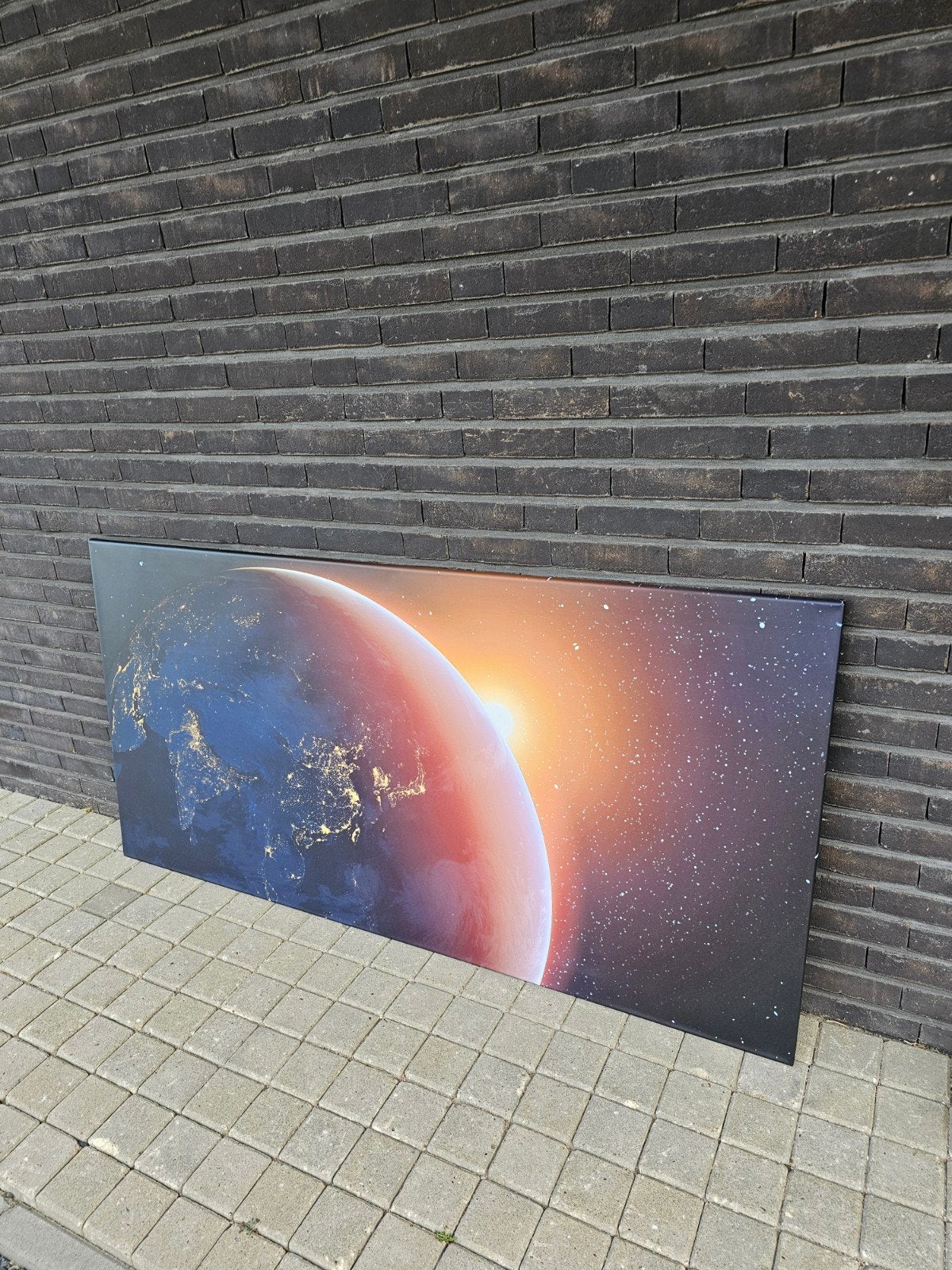 Canvasdoek liggend 80x160 cm aarde+ zon, Antiek en Kunst, Ophalen