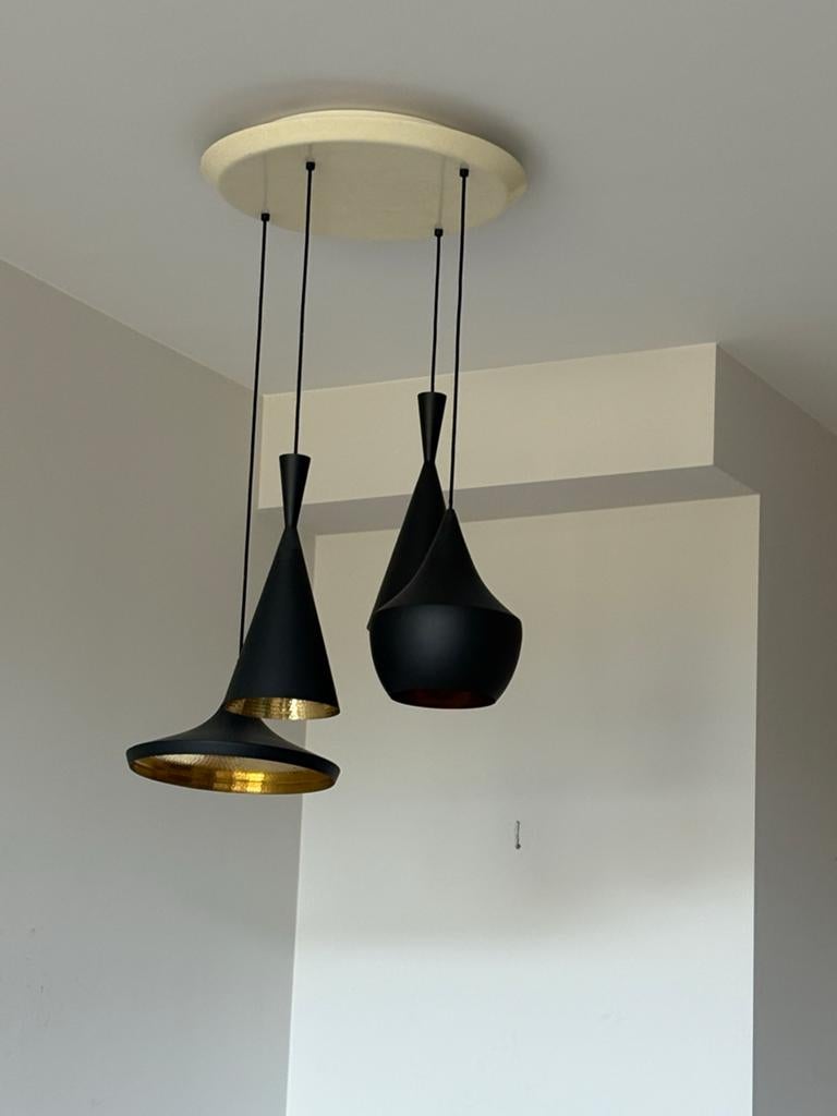 4 originele Tom Dixon pendellampen, Ophalen of Verzenden, Gebruikt, Metaal, 50 tot 75 cm