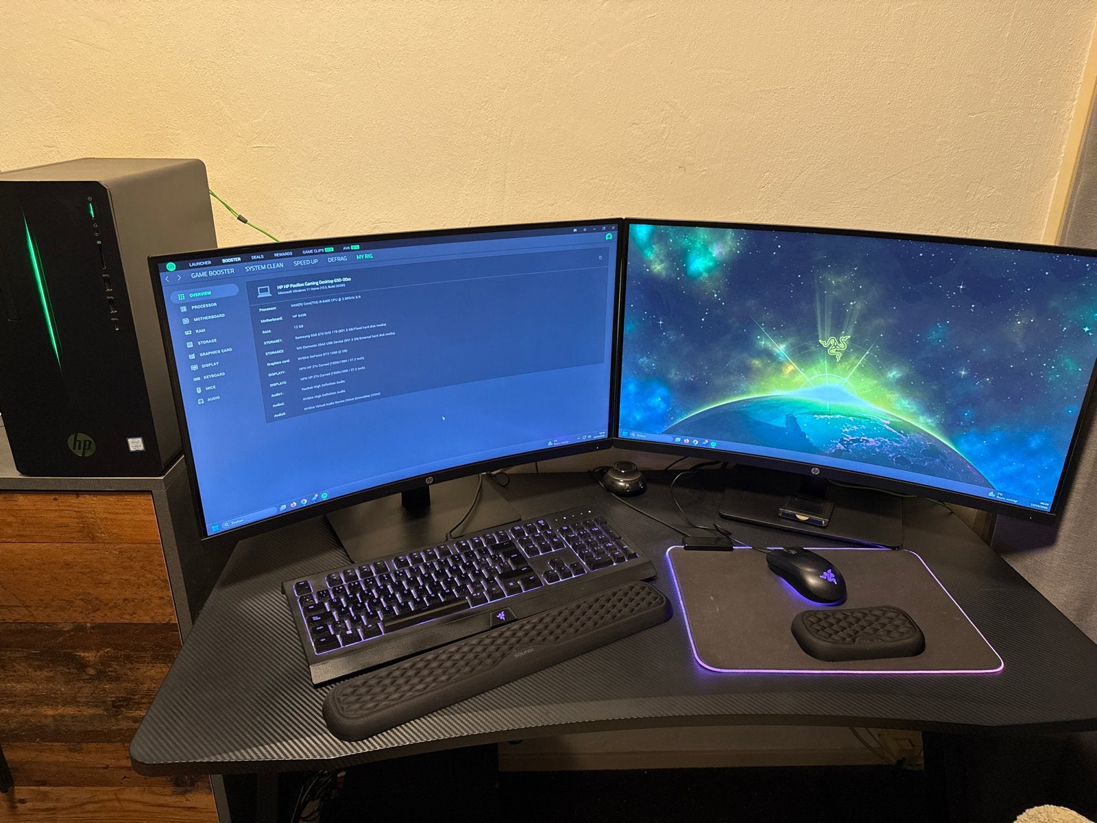 HP Pavilion Gaming Desktop 690-00xx 2x Curved Hp 27 Inch, Gebruikt, 8 GB, Ophalen of Verzenden, Gaming