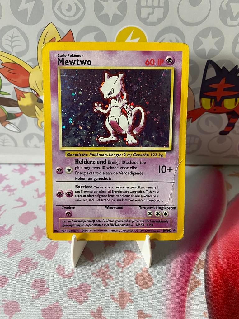 POKEMON MEWTWO BS 10 DUTCH HOLO POOR, Hobby en Vrije tijd, Verzamelkaartspellen | Pokémon, Zo goed als nieuw, Verzenden