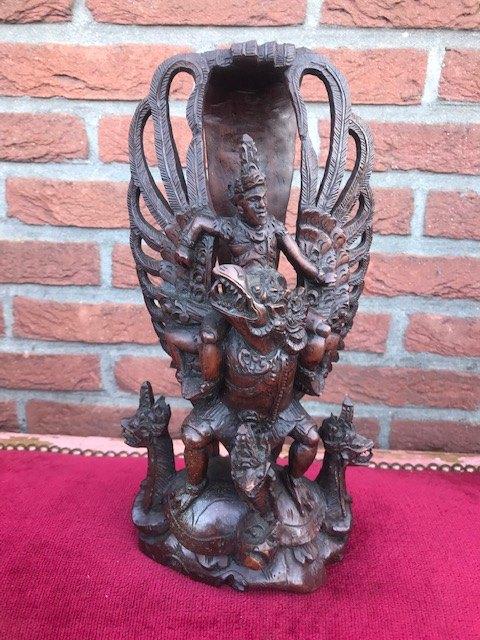 fraai houten beeld, Bali, Krishna en Garuda, Houtsnijwerk, Ophalen of Verzenden, Handgemaakt, Hout
