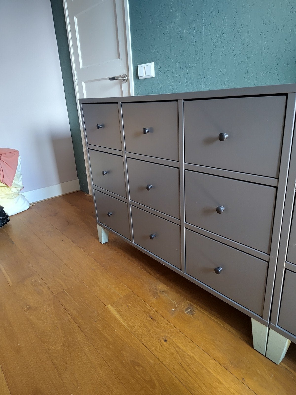 Grijze ladekast met 9 laden - 118,5 x 42,5 x 92 cm, Ophalen, Overige materialen, Gebruikt, 100 tot 150 cm