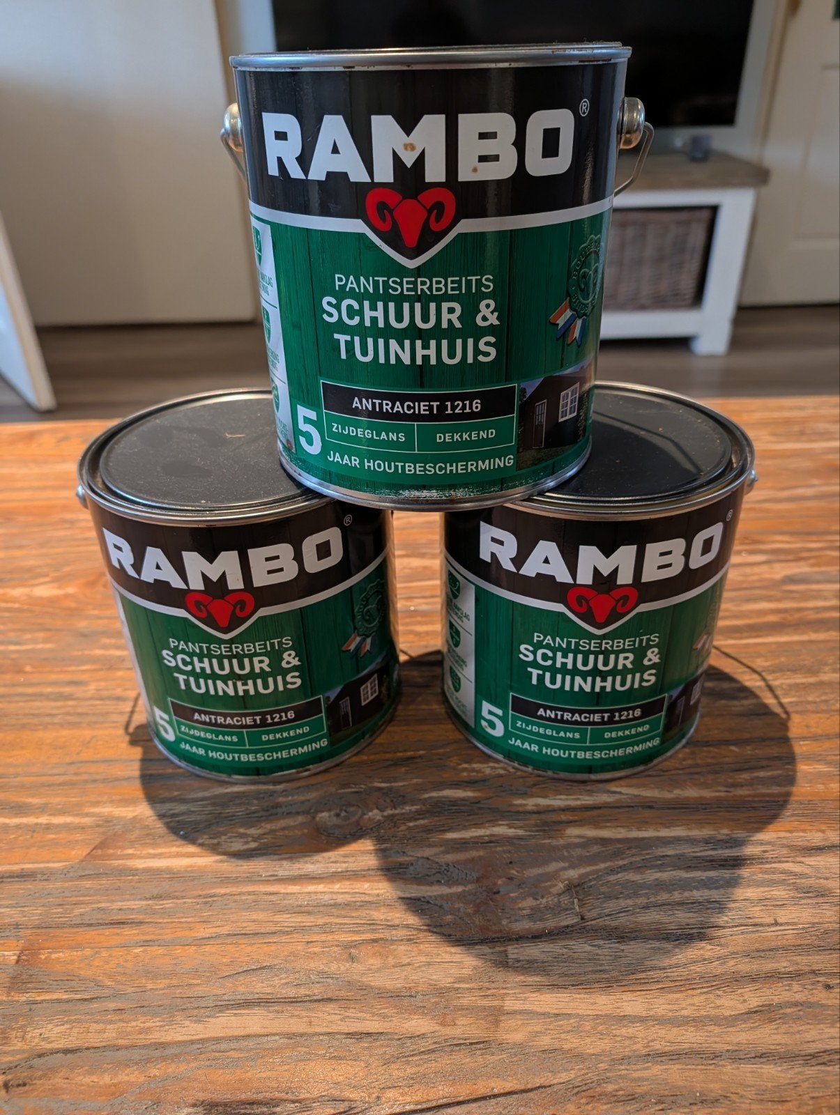 3x Nieuwe Rambo Pantserbeits Schuur & Tuinhuis Antraciet, Ophalen, Overige kleuren, Nieuw, Beits