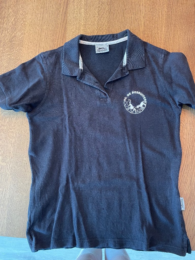 Polo t-shirt pony club de Bosruiters, Kleding | Dames, T-shirts, Slazenger, Zwart, Ophalen of Verzenden, Zo goed als nieuw