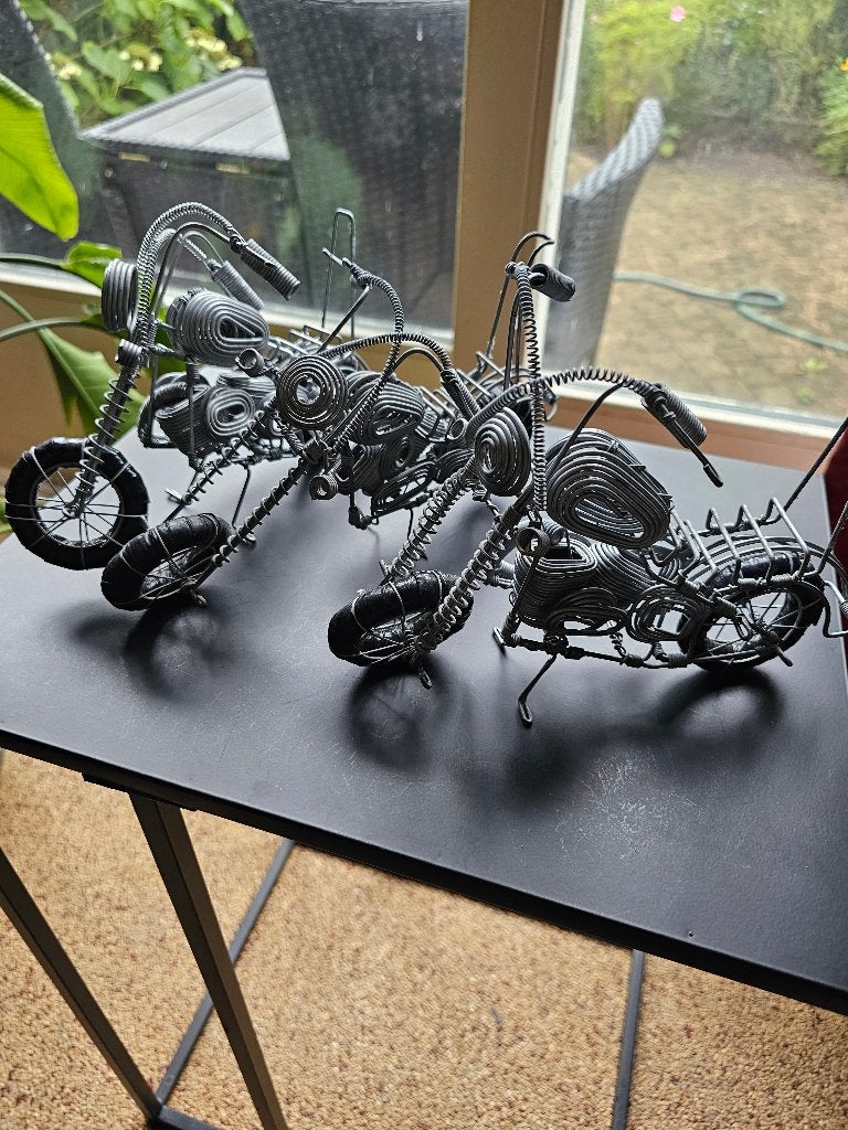 Wire art motoren, Antiek en Kunst, Ophalen, Overige typen, Handgemaakt, Grijs