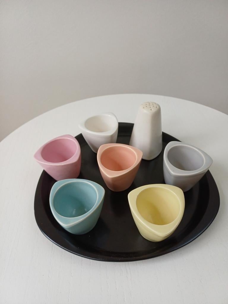 Flora Gouda pastel eierdopjes, Antiek en Kunst, Ophalen of Verzenden