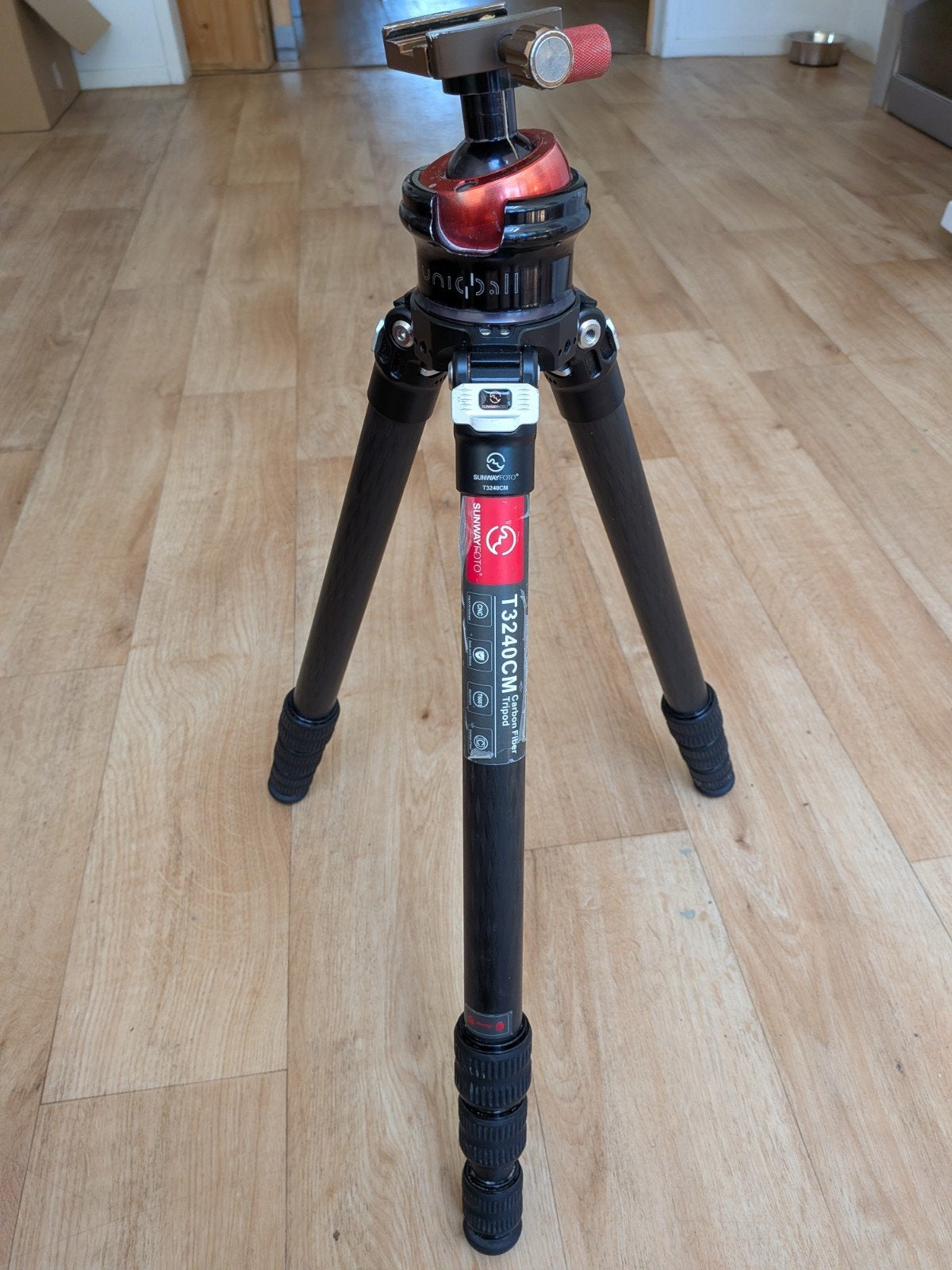 Sunwayfoto T3240CM Carbon Fiber Statief met Uniqball, 150 tot 175 cm, Met balhoofd, Gebruikt, Overige merken