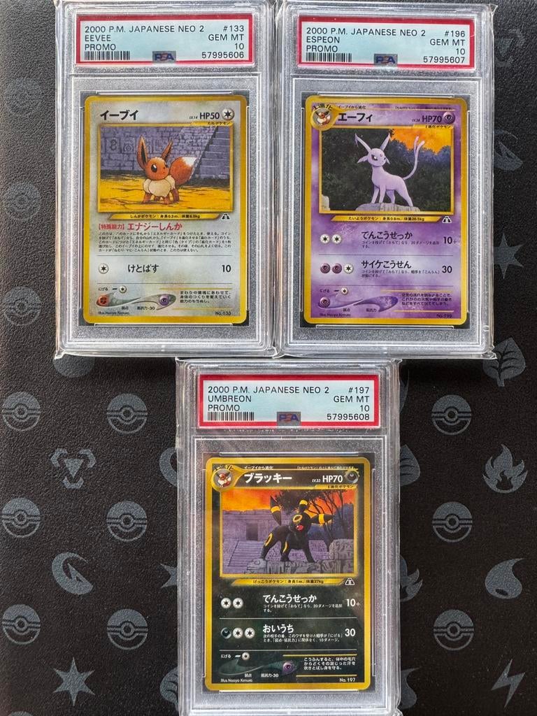 Pokemon Kaarten Neo File Promos PSA 10 Eevee Umbreon Espeon, Ophalen, Zo goed als nieuw