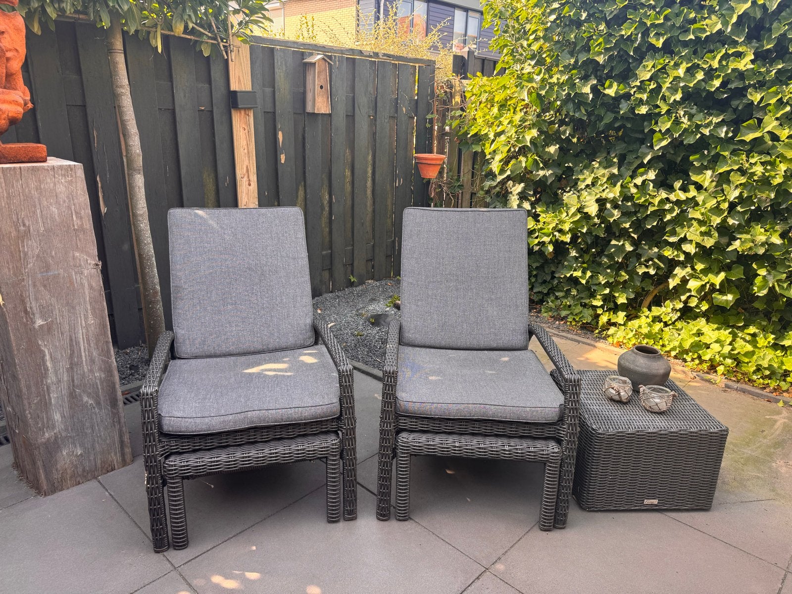 Tuinstoelen zit- en ligstoel - Kees Smit (zwart/grijs), Ophalen, Gebruikt, Wicker, Verstelbaar