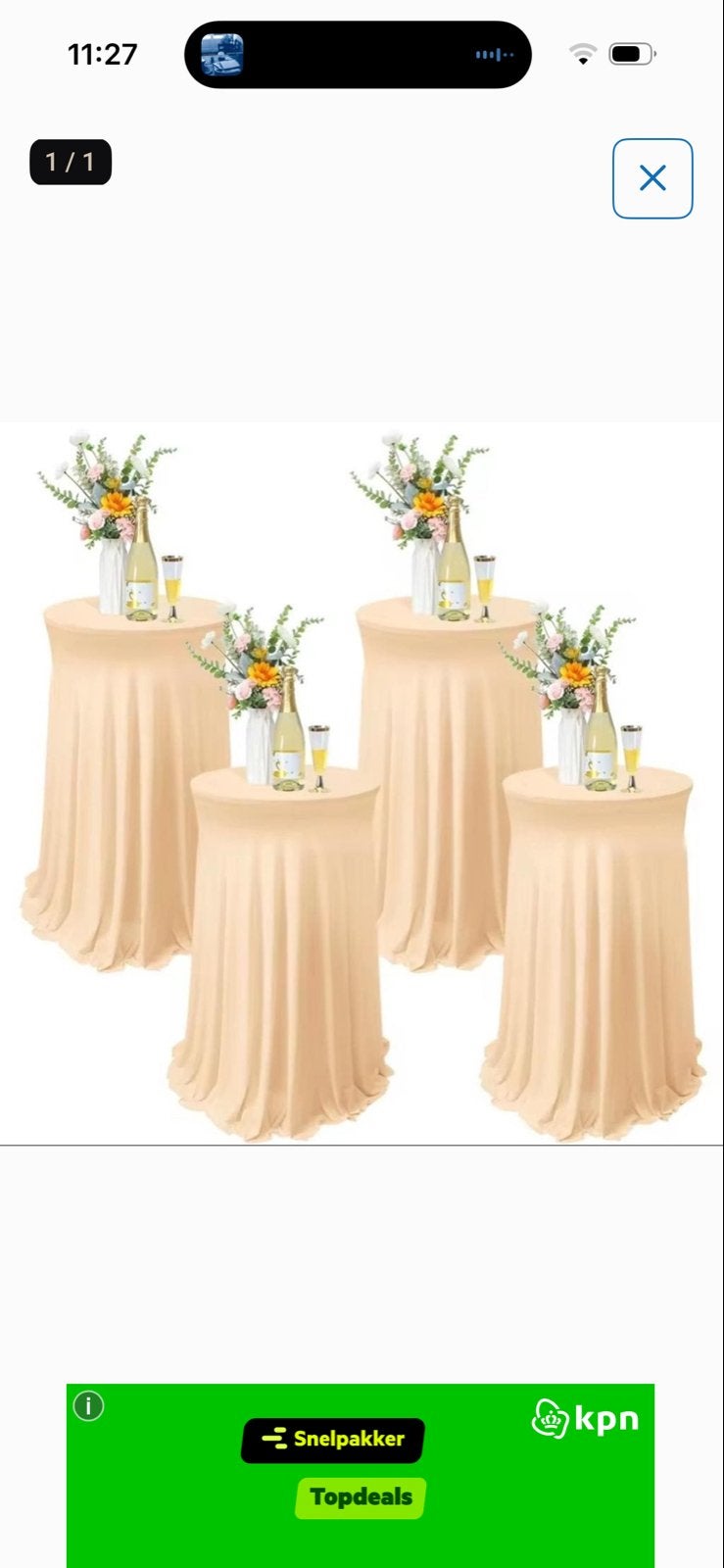Set van 4 statafels met stretchhoezen - Crème, Ophalen of Verzenden, Nieuw