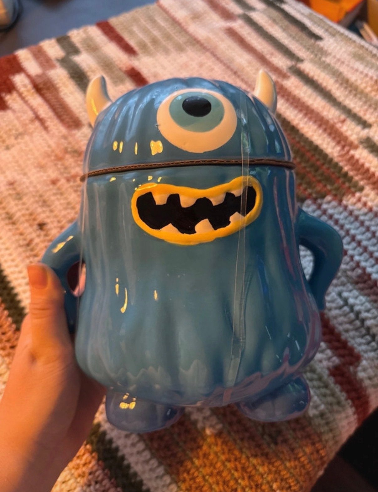 Leuke blauwe monster koekjespot / voorraadpot, Blauw, Overige stijlen, Ophalen of Verzenden, Zo goed als nieuw