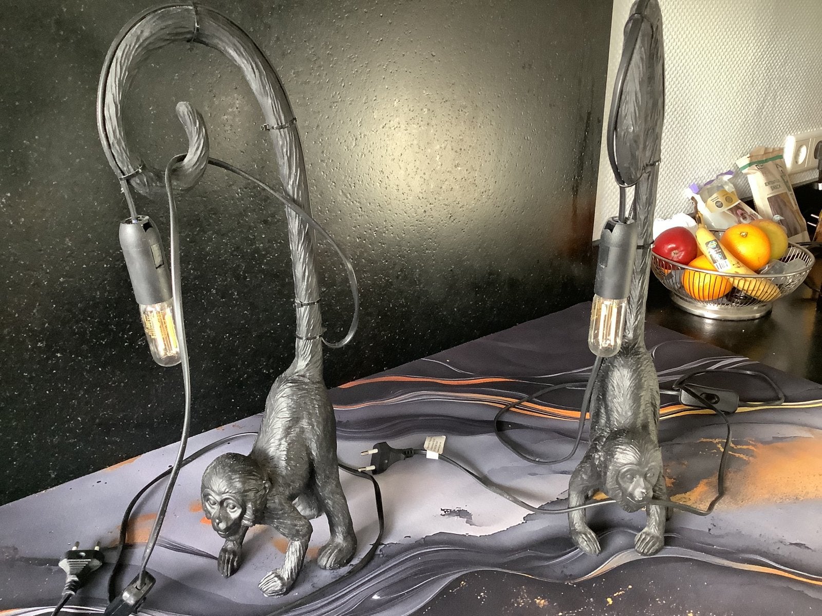 Unieke handgemaakte apenlampjes - 45 cm hoog, Overige materialen, Nachtlamp, Ophalen of Verzenden, Zo goed als nieuw