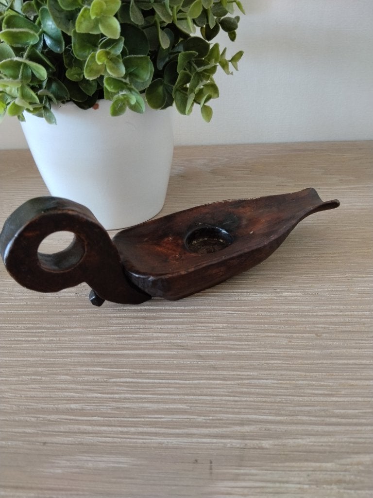 vintage houten kandelaar, Ophalen of Verzenden, Overige materialen