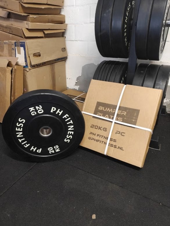 bumper plates 20kg 2 stuks, Ophalen, Nieuw, Halterschijven