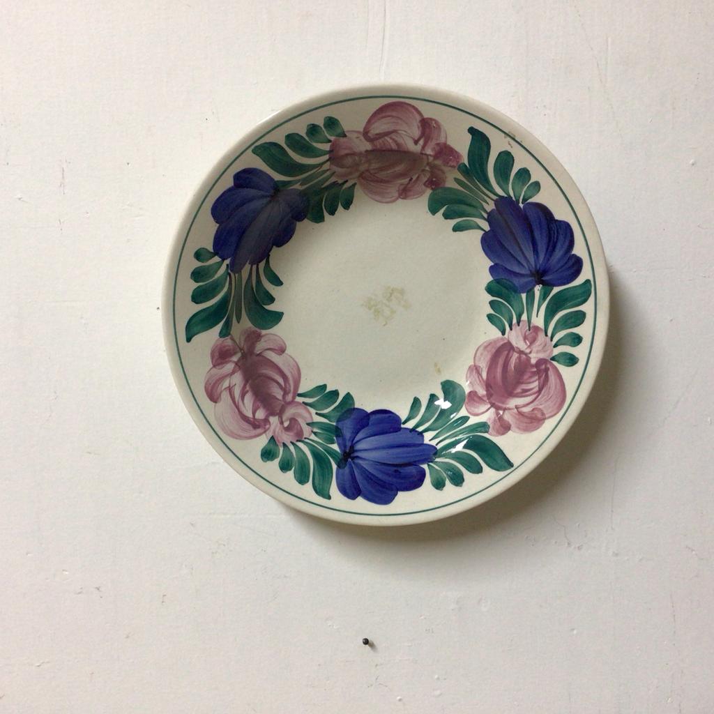 Antiek wandbord met bloemen, Ophalen of Verzenden