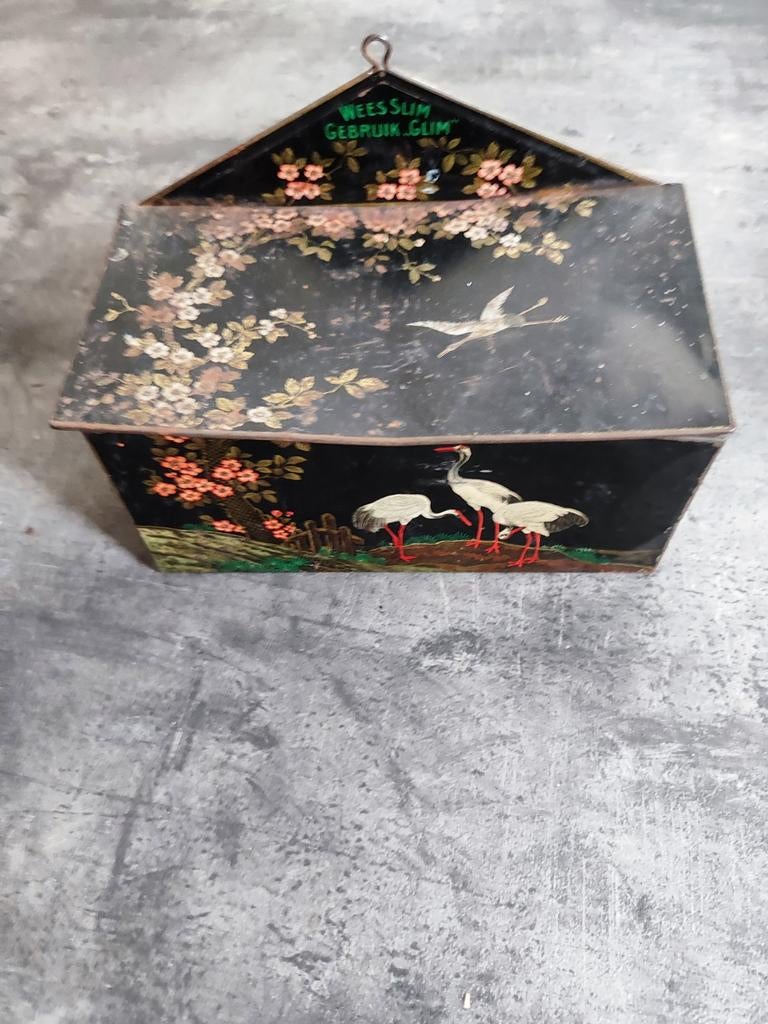 Brocante Glim schoenpoetsdoos, Ophalen