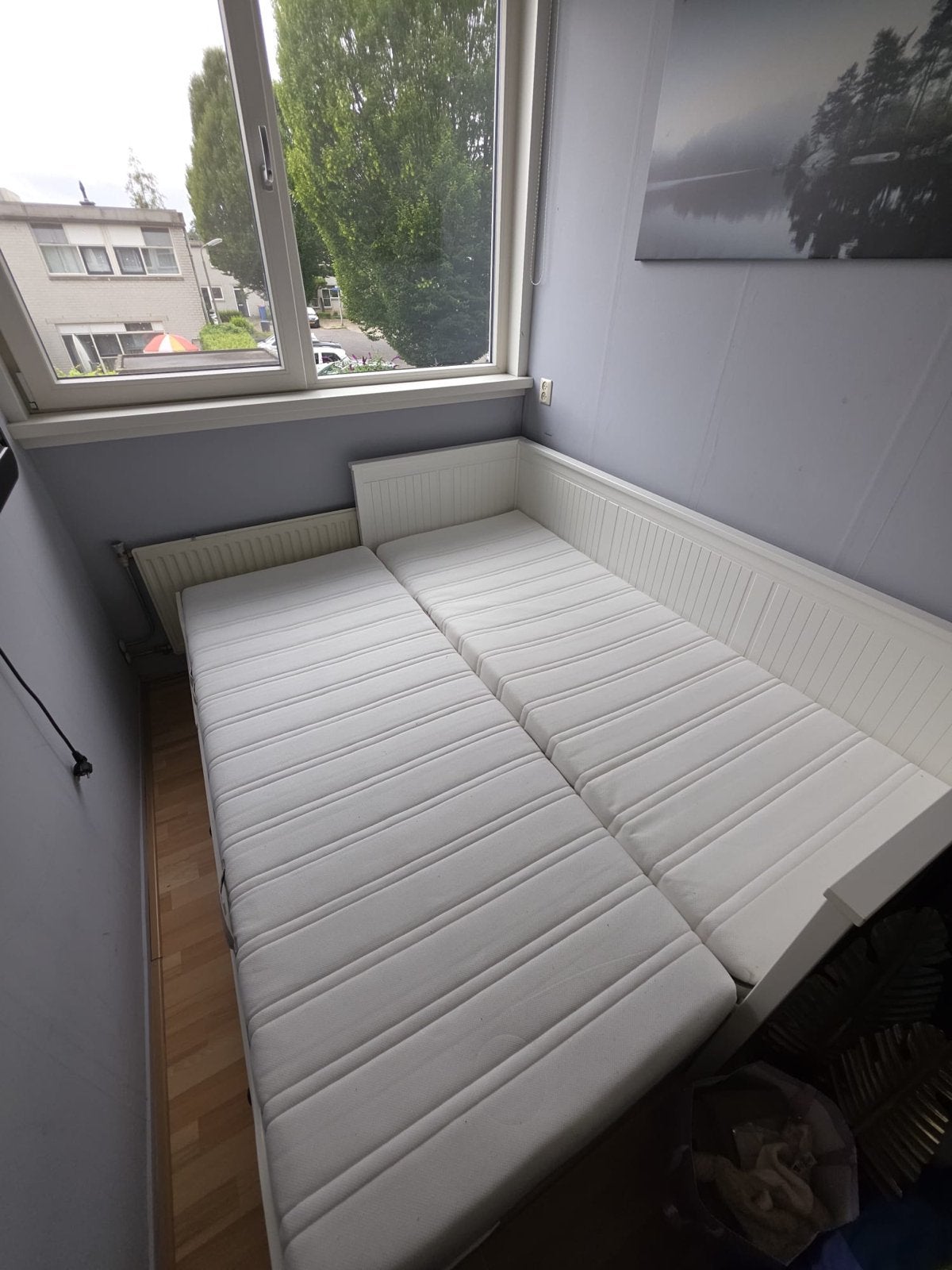IKEA Hemnes Bedbank - Eenpersoons/Tweepersoons/Bank met Lade, Ophalen, Verstelbaar, Wit, Tweepersoons