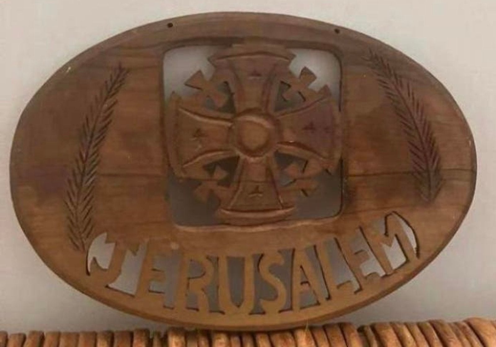 JERUSALEM ,MOOIE ANTIEKE HOUTEN WANDHANGER!!, Ophalen of Verzenden