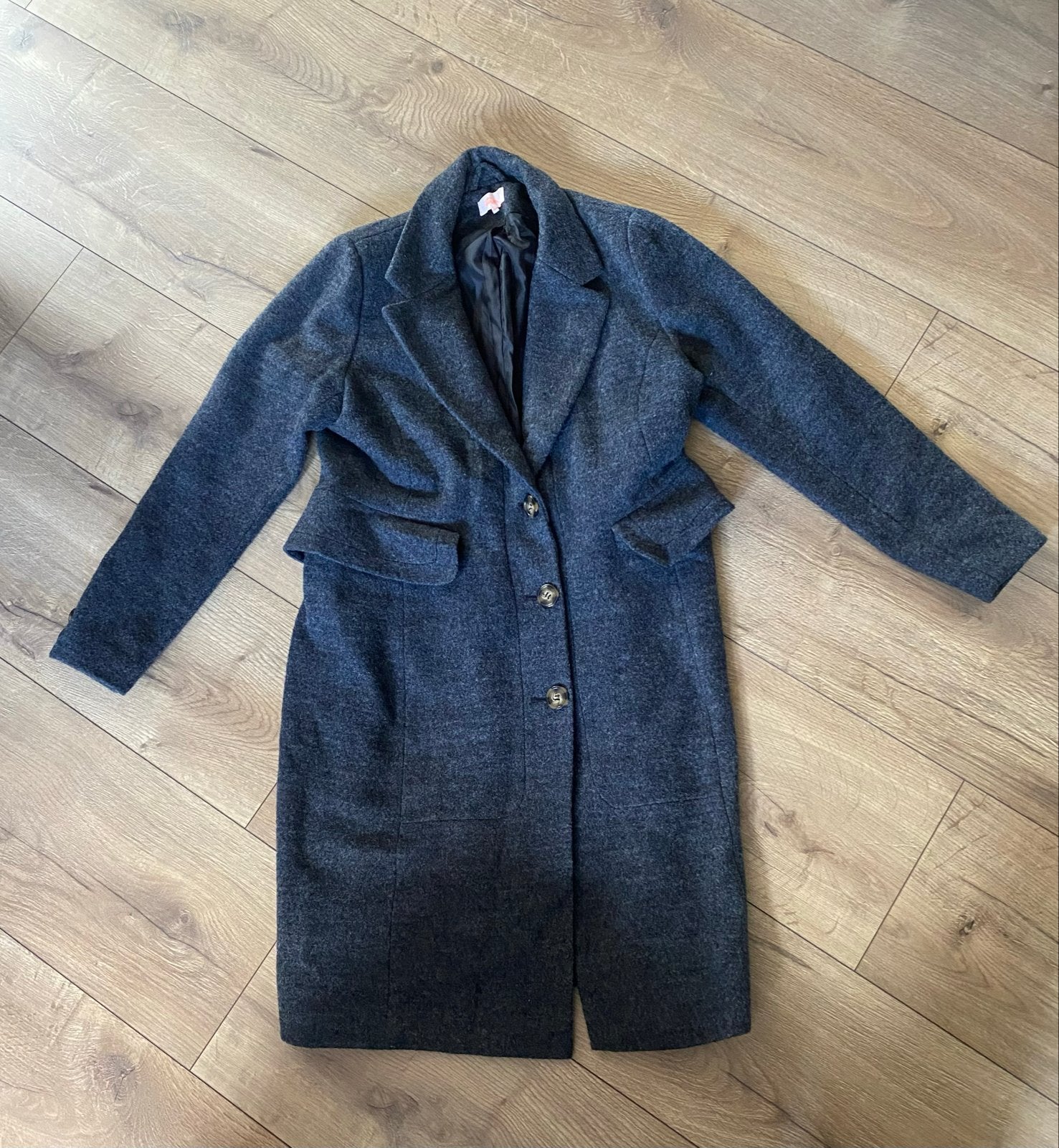 whkmp’sown Winterjas Maat 44 Grijs met Knopen en Band, Kleding | Dames, Ophalen of Verzenden, Gedragen, Maat 42/44 (L), Grijs