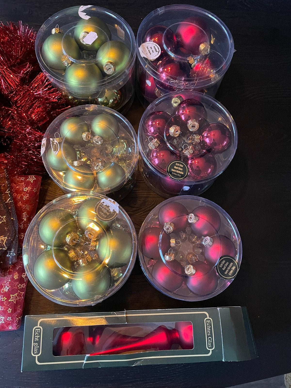 Kerstballen en versiering rood groen, Ophalen, Gebruikt