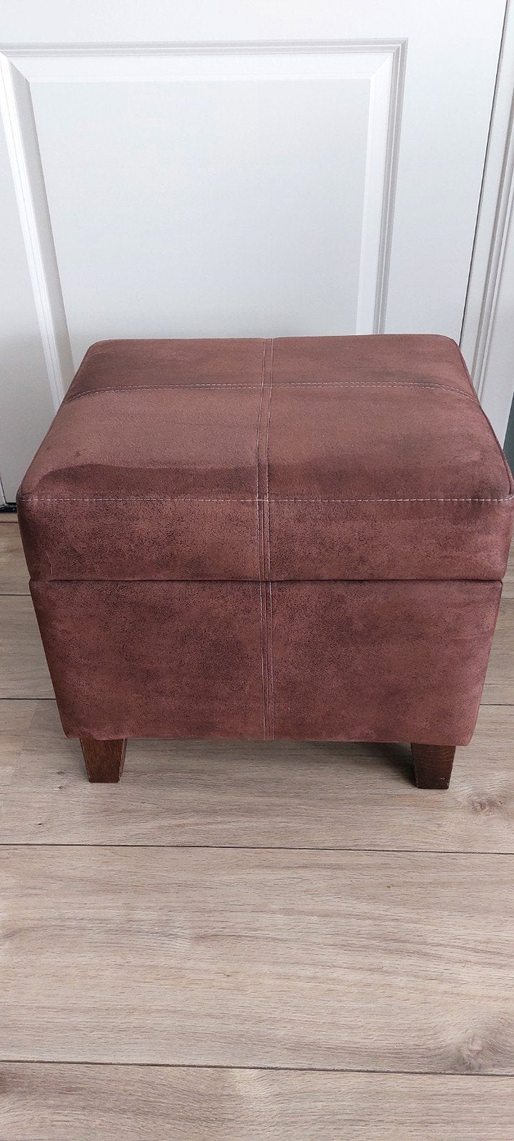 Poef bruin met opbergvak, Ophalen, Minder dan 50 cm, Gebruikt, Vierkant