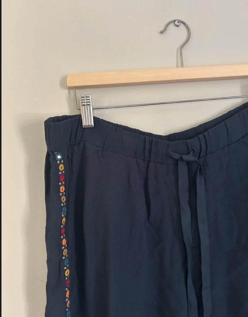 Donkerblauwe broek maat s / m boho ibiza met spiegels, Blauw, Ophalen of Verzenden, Zo goed als nieuw, Maat 36 (S)