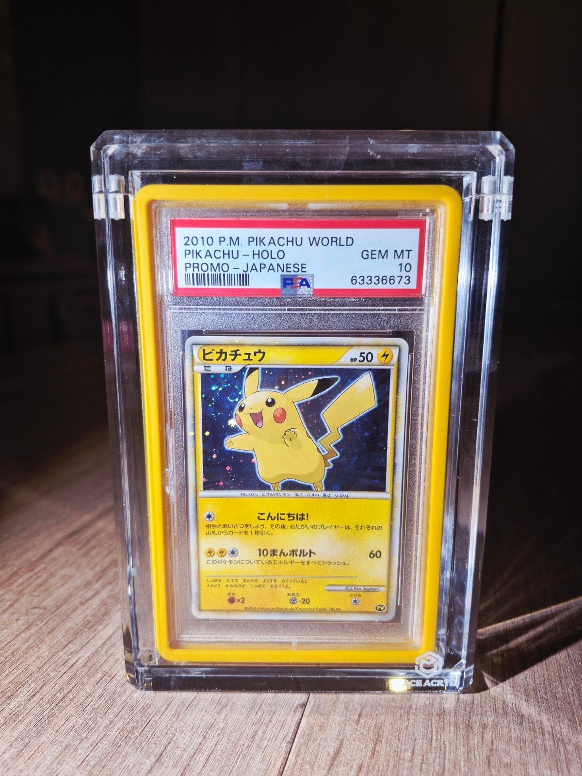 pokémon pikachu holo (swirl) world collection promo psa 10, Ophalen of Verzenden, Zo goed als nieuw