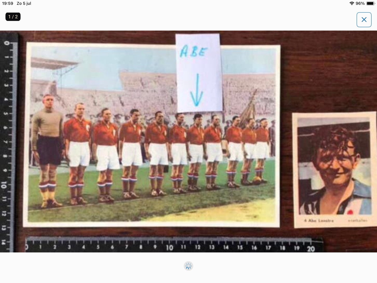Oude Elftalplaat en Klein Plaatje van Abe Lenstra, Verzamelen, Ophalen of Verzenden, Zo goed als nieuw, Buitenlandse clubs, Poster, Plaatje of Sticker