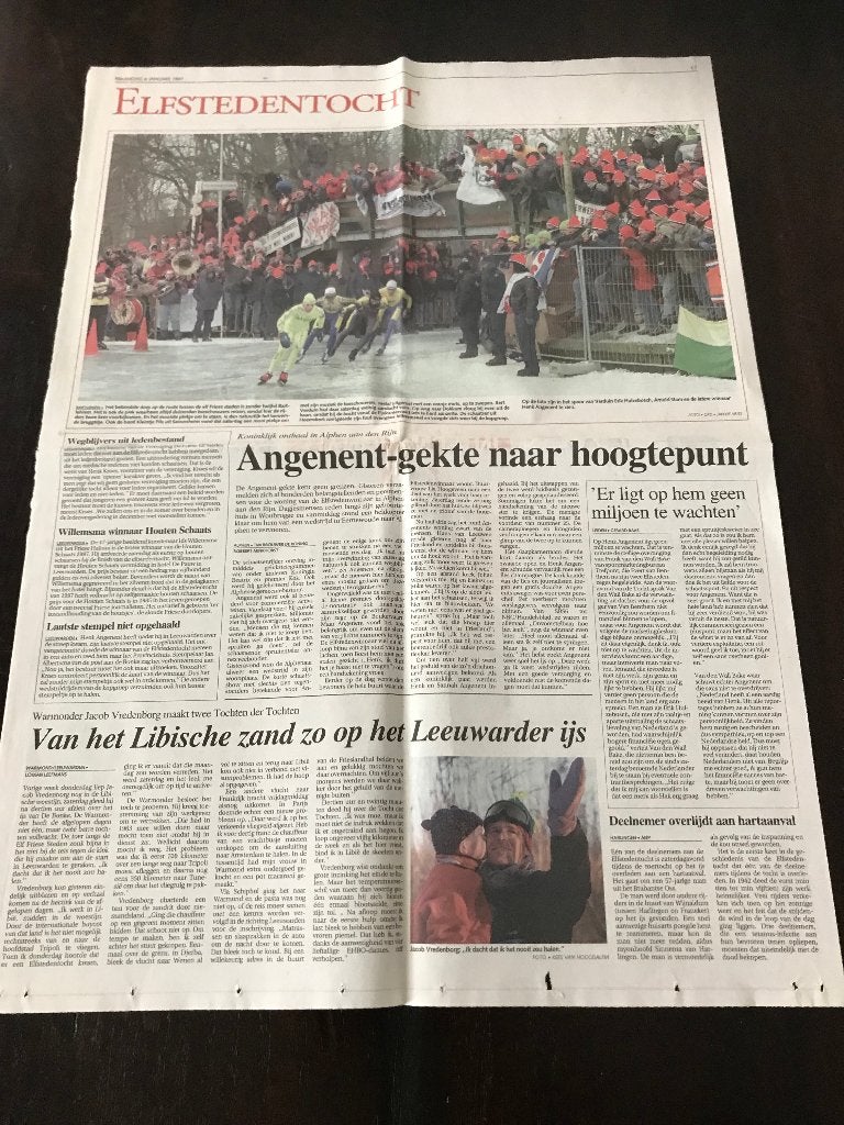 Leidsch Dagblad 1997 Elfstedentocht Angenent-gekte etc., Verzamelen, Ophalen of Verzenden, 1980 tot heden, Krant