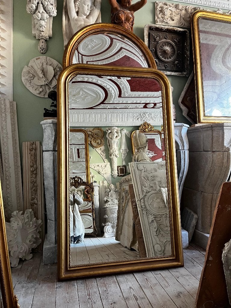 XXL gouden boogspiegel Louis Philippe stijl schouw 100x170, Ophalen of Verzenden, Rechthoekig, 50 tot 100 cm, 150 tot 200 cm