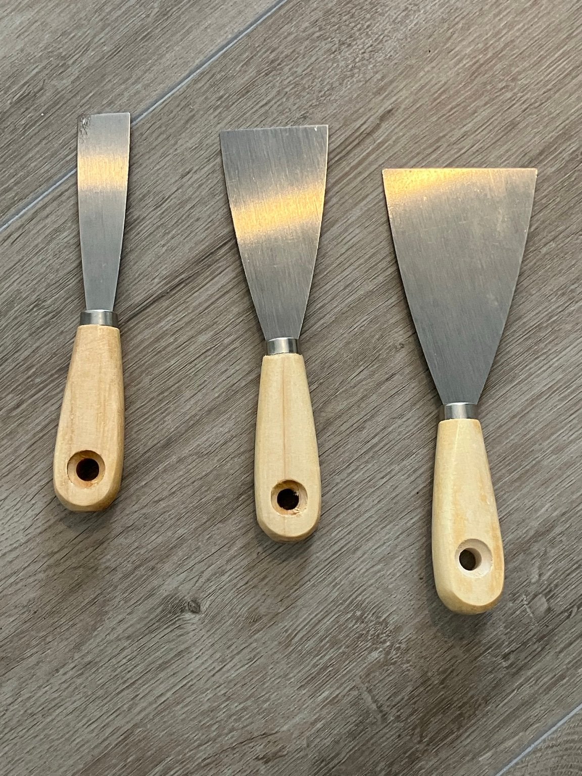Set van 3 Plamuurmessen - Houten Handvat, Ophalen, Zo goed als nieuw
