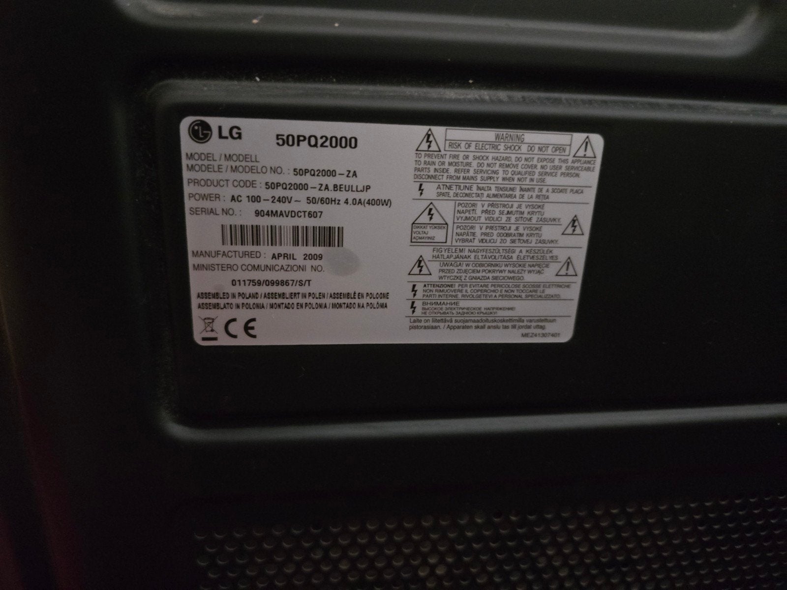 Foto 5 van LG 50PQ2000 Plasma TV - 127 cm (50 inch) HD Ready