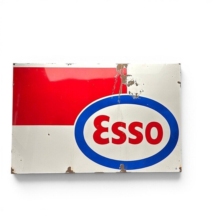 Groot emaille bord, Esso, Ophalen of Verzenden, Gebruikt, Reclamebord
