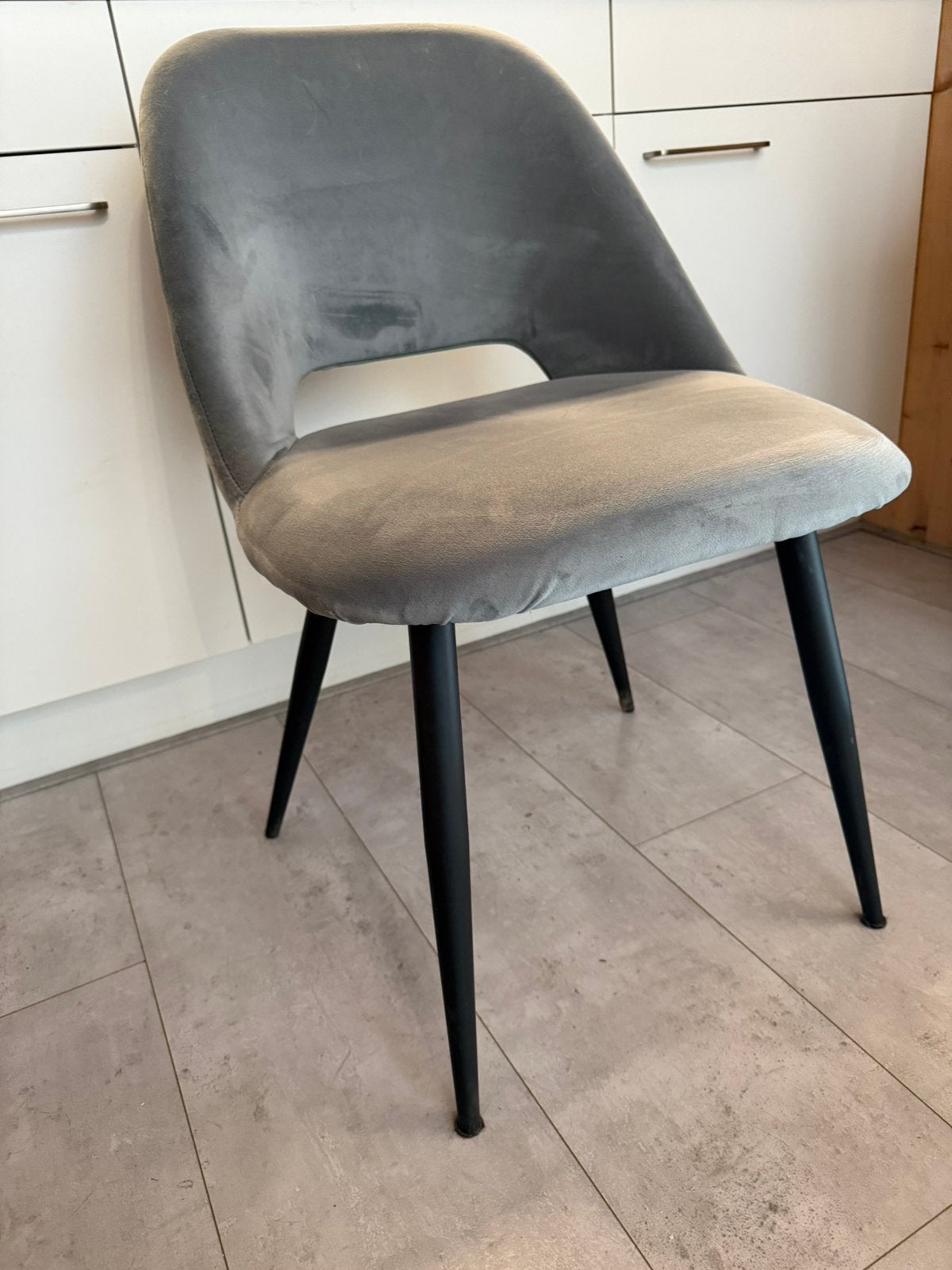 4 velvet eetkamerstoelen groen/blauw, Ophalen, Zo goed als nieuw, Blauw, Vier