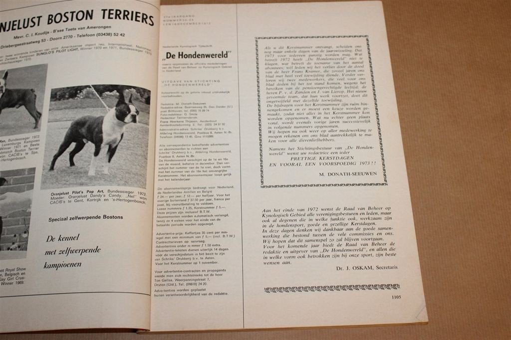 De Hondenwereld 1972 — Vintage Kerstnummer Hondenrassen, Ophalen of Verzenden, Gelezen